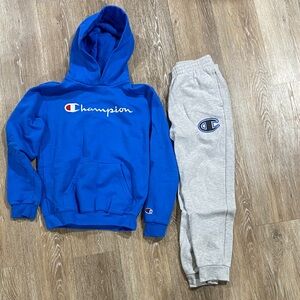 Champion Kids Blue Hoodie and Gray Sweatpants